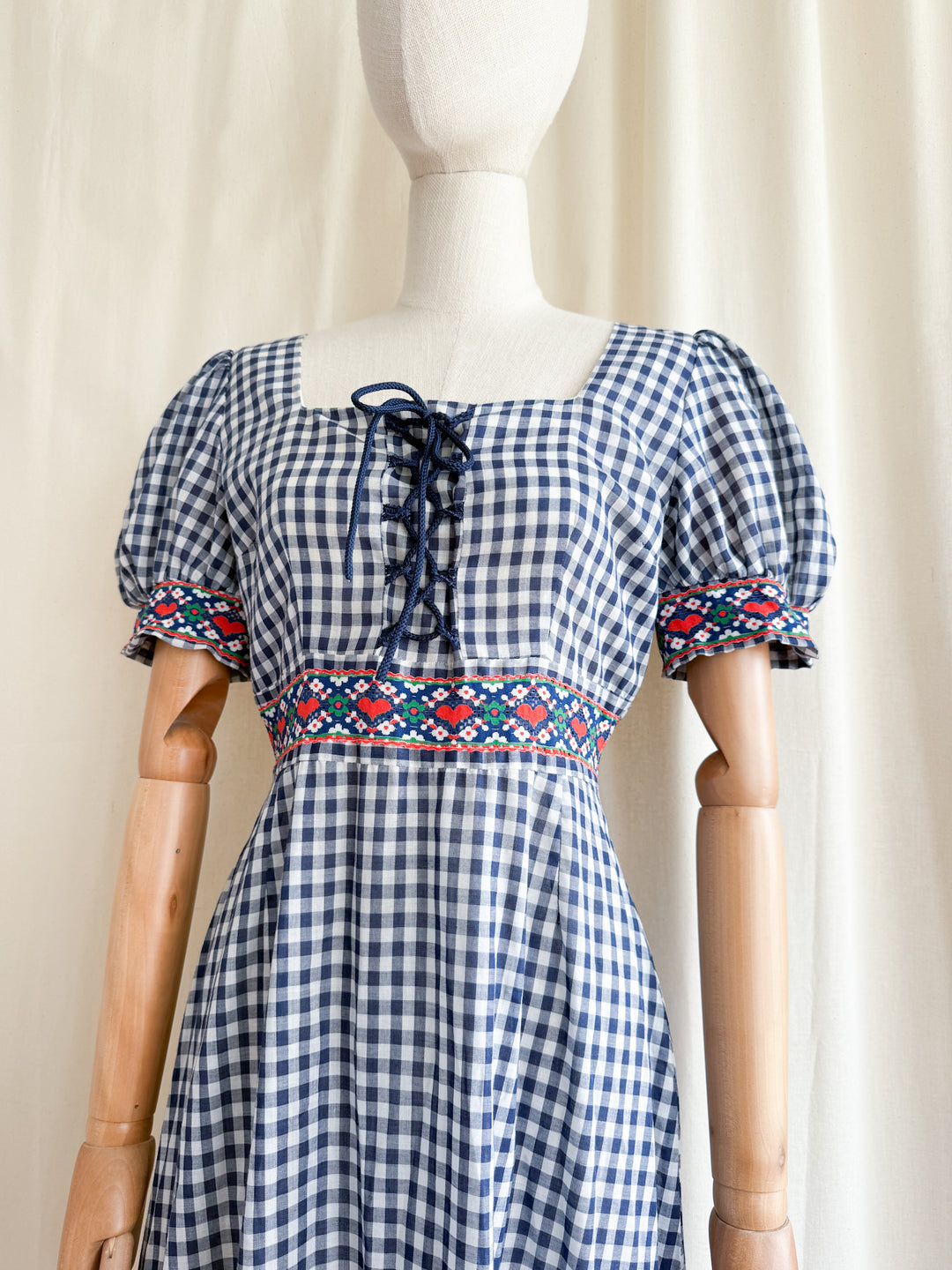 Beautiful Country Girl 70s Cotton Gingham Maxi Dress by Marion Donaldson