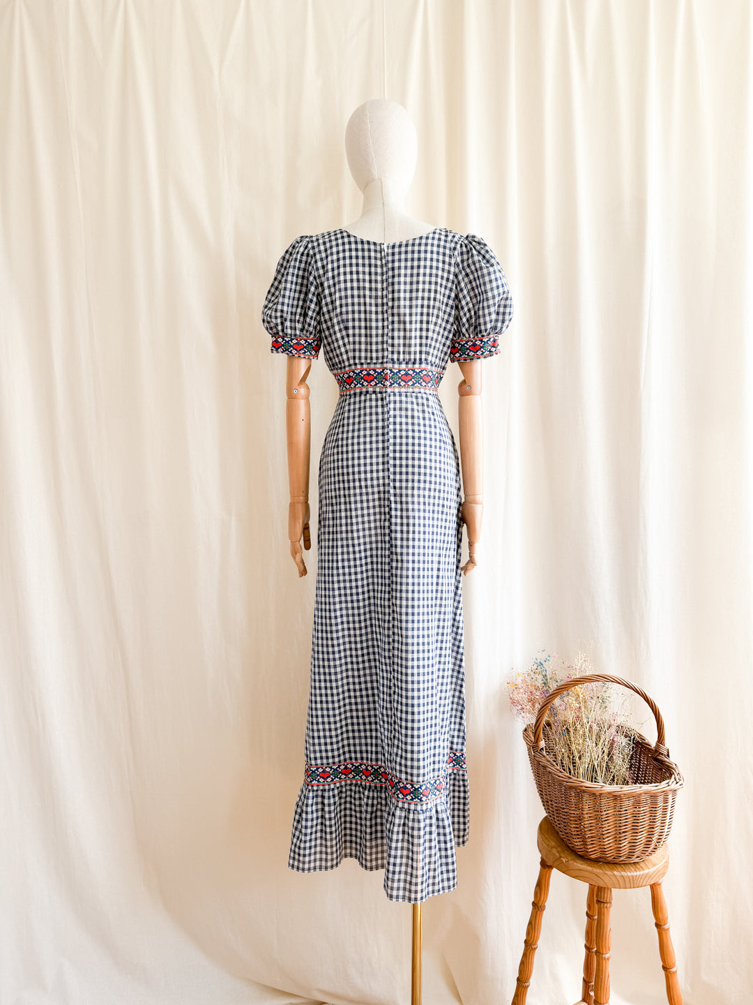 Beautiful Country Girl 70s Cotton Gingham Maxi Dress by Marion Donaldson