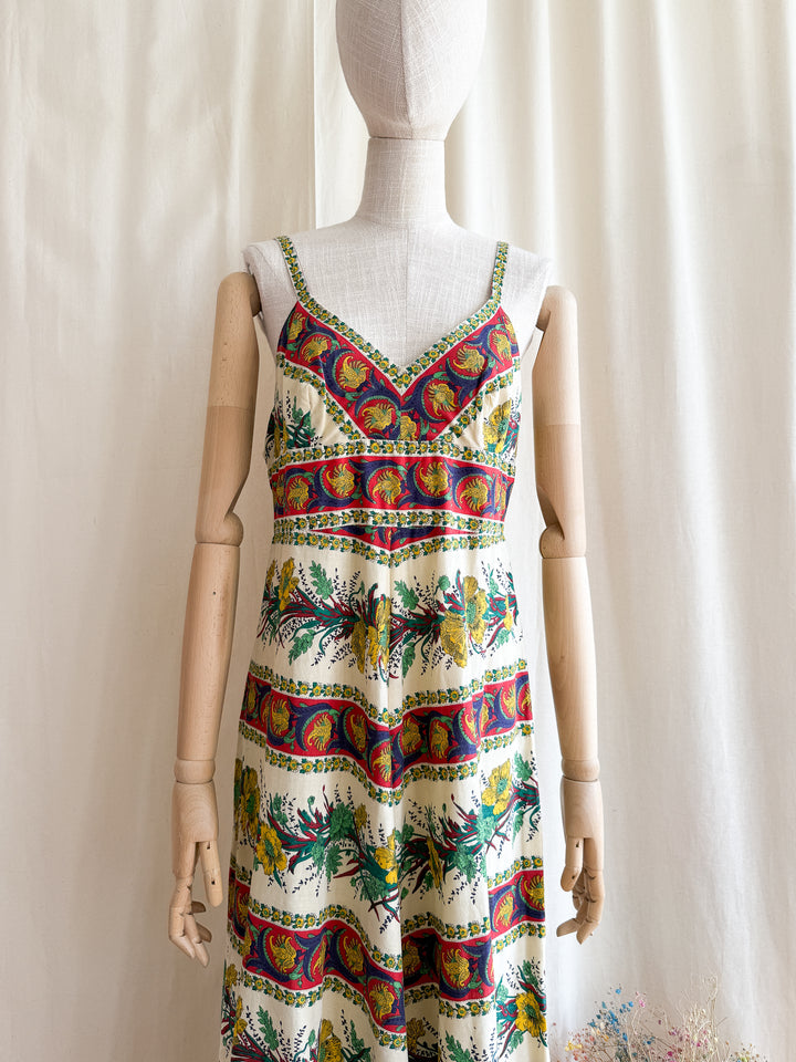 Exceptional 70s Rare Bohemian Cotton Sundress by Samuel Sherman