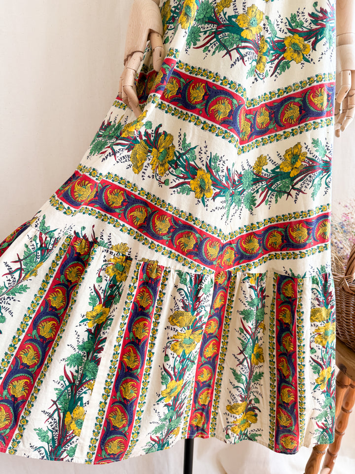 Exceptional 70s Rare Bohemian Cotton Sundress by Samuel Sherman