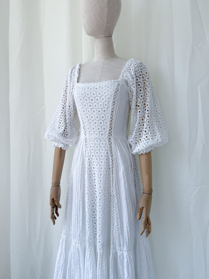 Angelic Rare 1970s Rosa Mexicana Cotton Midi Dress