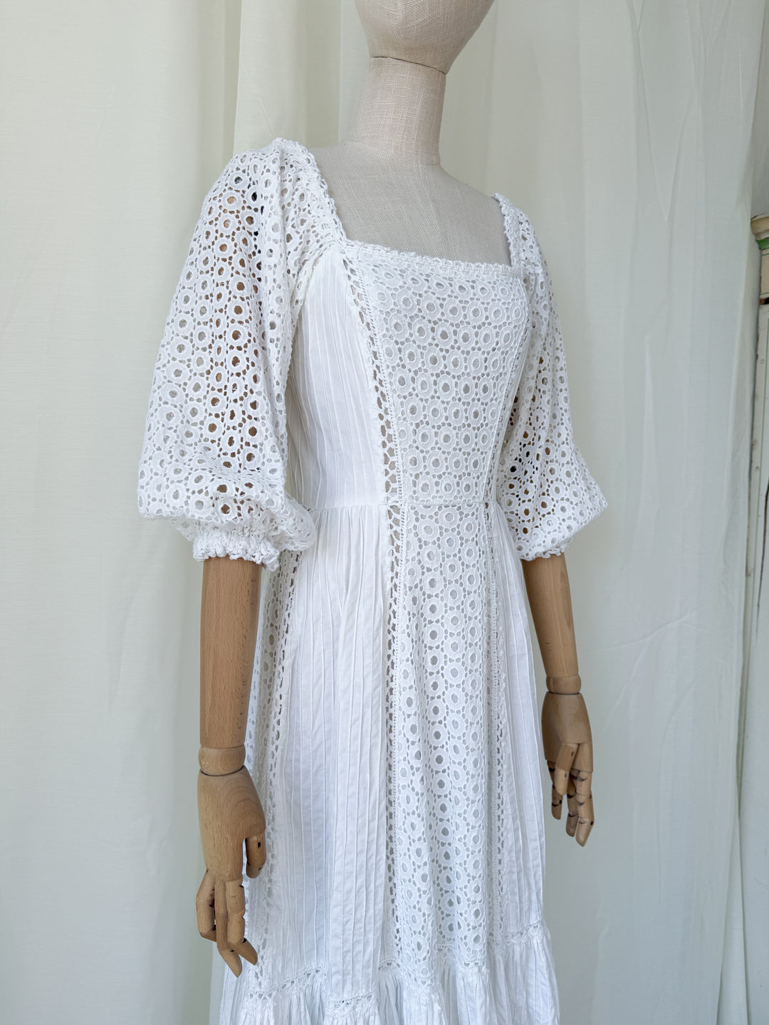 Angelic Rare 1970s Rosa Mexicana Cotton Midi Dress