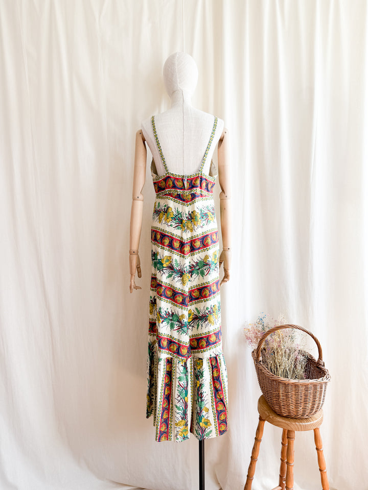 Exceptional 70s Rare Bohemian Cotton Sundress by Samuel Sherman