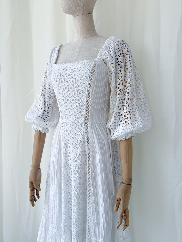 Angelic Rare 1970s Rosa Mexicana Cotton Midi Dress