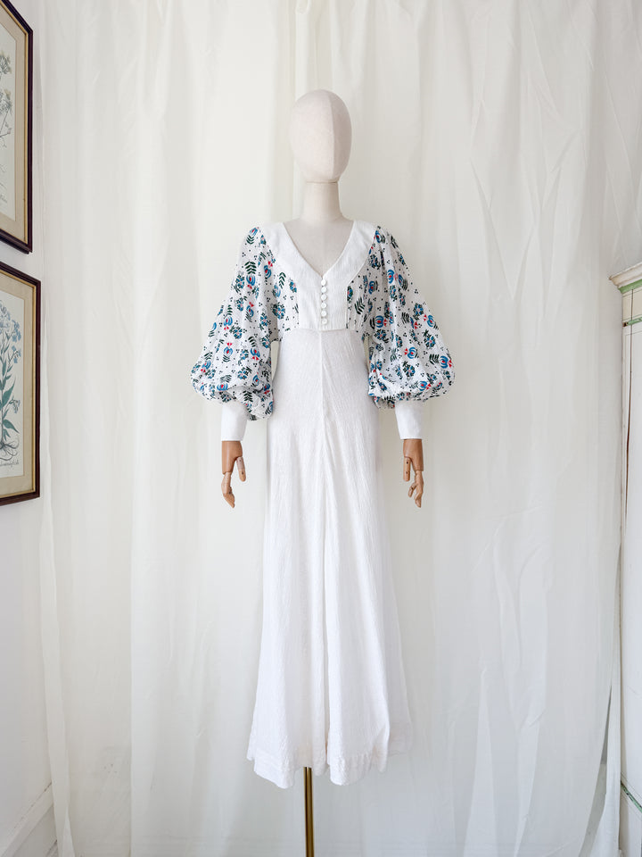Precious Holy Grail Rare 1970s Cotton Cheesecloth Bohemian Maxi Dress