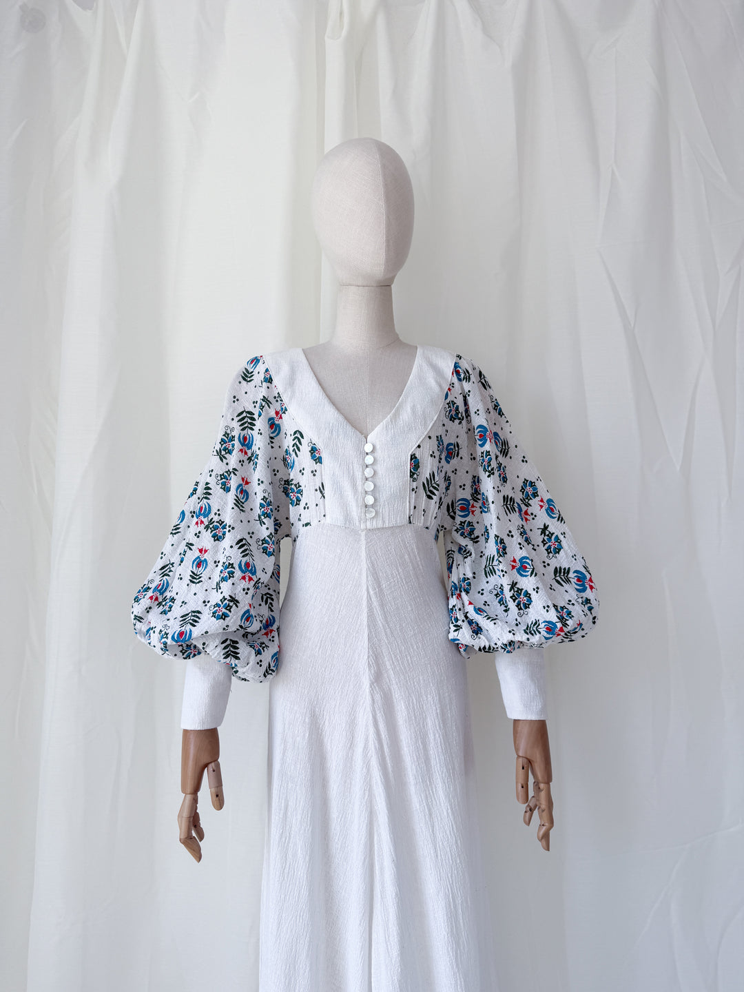 Precious Holy Grail Rare 1970s Cotton Cheesecloth Bohemian Maxi Dress