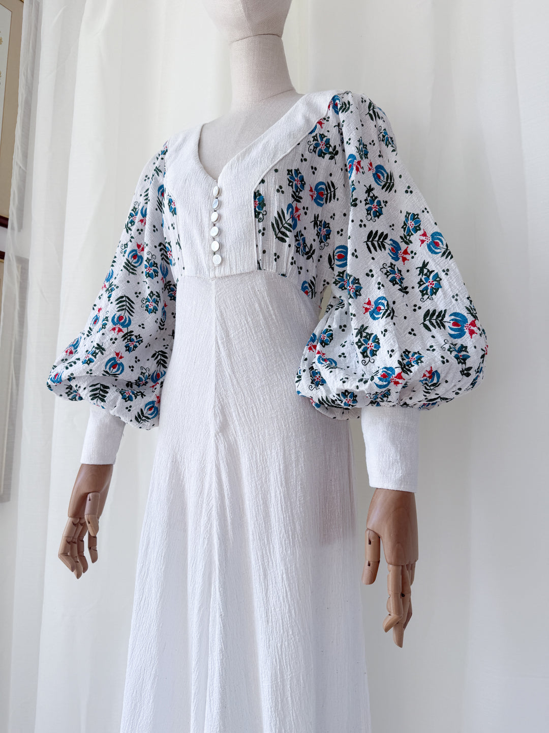 Precious Holy Grail Rare 1970s Cotton Cheesecloth Bohemian Maxi Dress
