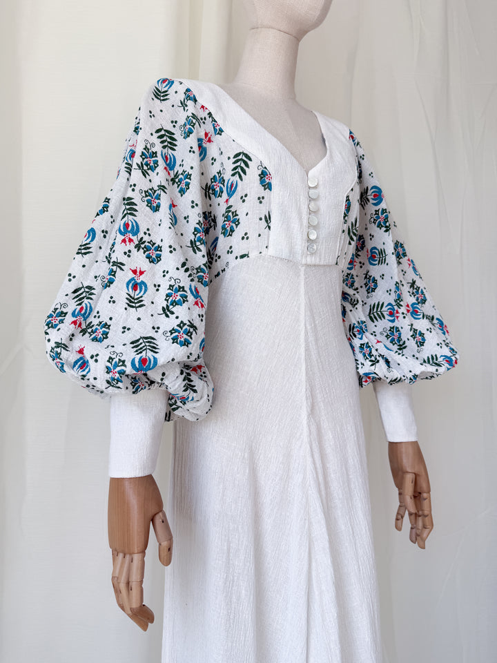 Precious Holy Grail Rare 1970s Cotton Cheesecloth Bohemian Maxi Dress
