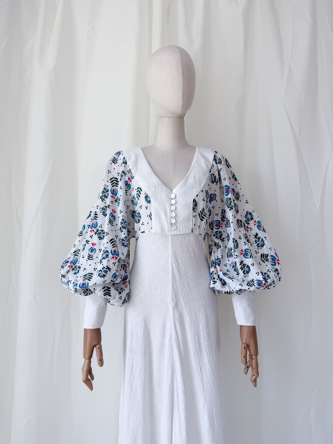Precious Holy Grail Rare 1970s Cotton Cheesecloth Bohemian Maxi Dress