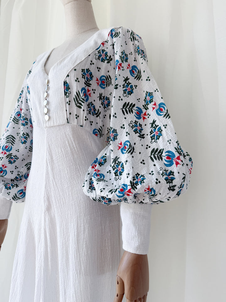 Precious Holy Grail Rare 1970s Cotton Cheesecloth Bohemian Maxi Dress