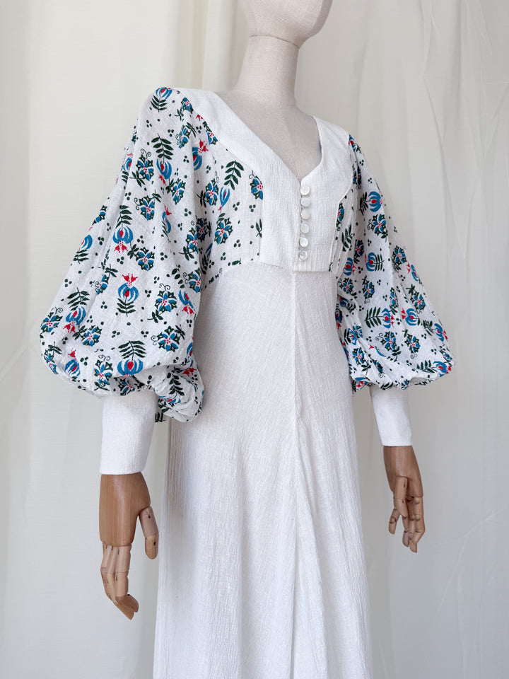 Precious Holy Grail Rare 1970s Cotton Cheesecloth Bohemian Maxi Dress