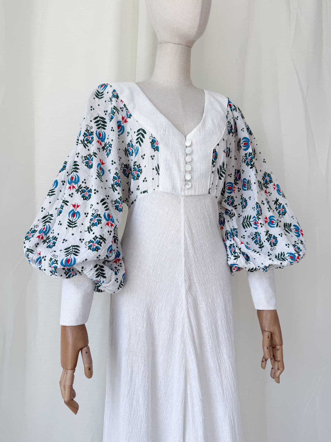 Precious Holy Grail Rare 1970s Cotton Cheesecloth Bohemian Maxi Dress