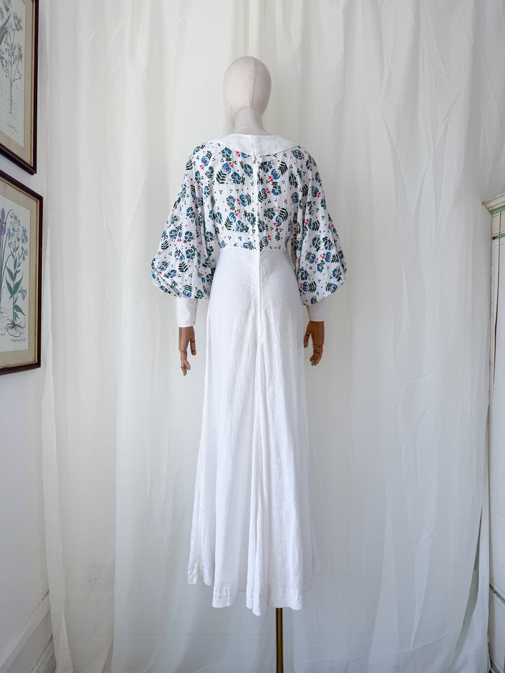 Precious Holy Grail Rare 1970s Cotton Cheesecloth Bohemian Maxi Dress