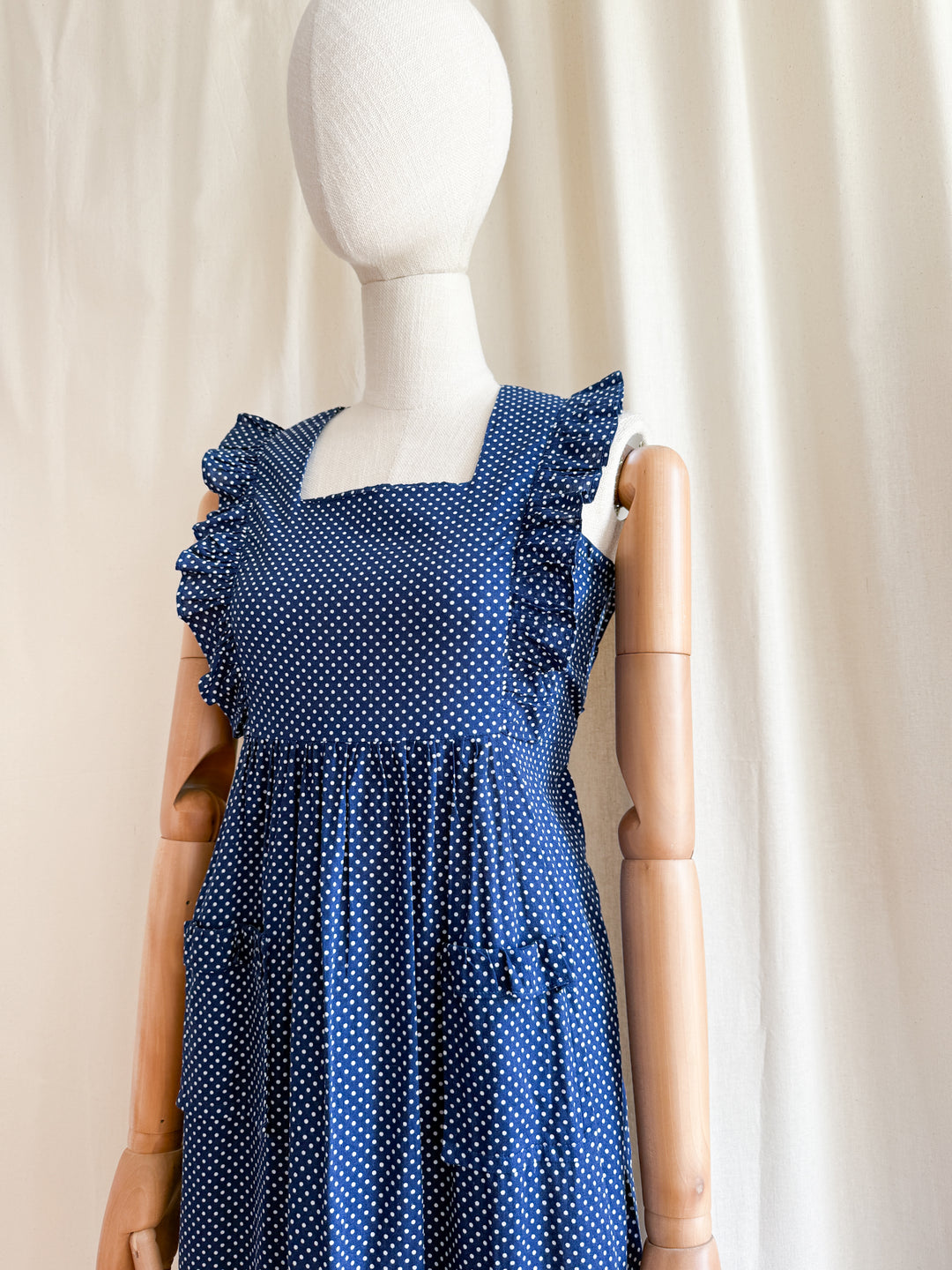 Sweet 70s Cotton Polkadot Maxi Dress