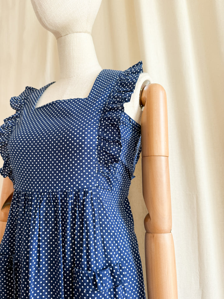 Sweet 70s Cotton Polkadot Maxi Dress
