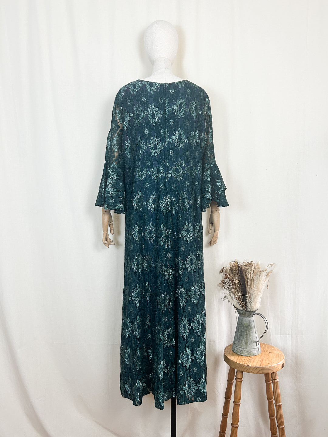 The Spruce ~ beautiful 70s shimmering lace maxi dress