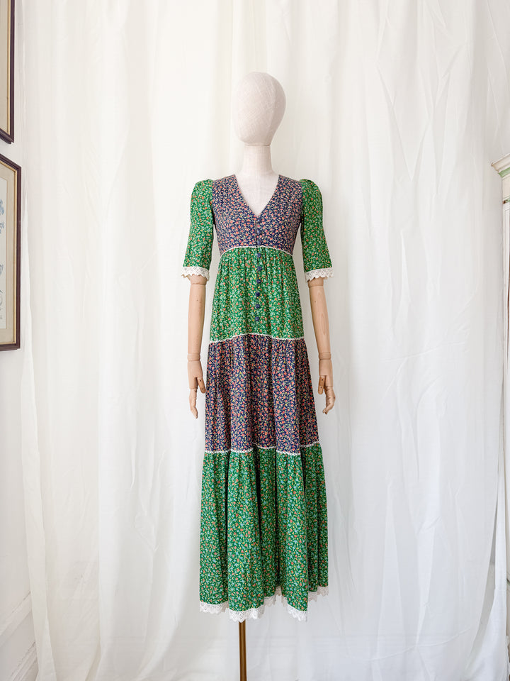 Gorgeous Rare 1970s Cotton Maxi Dress by Earlybird