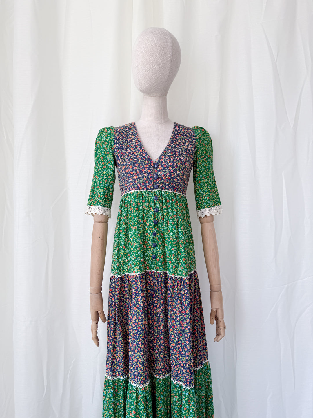 Gorgeous Rare 1970s Cotton Maxi Dress by Earlybird