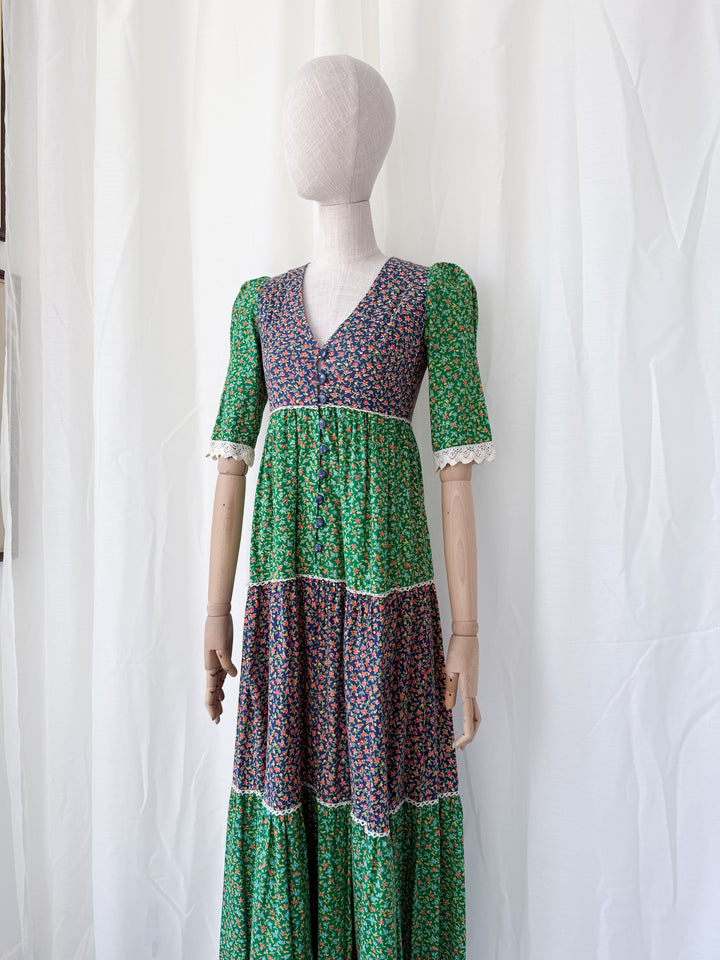 Gorgeous Rare 1970s Cotton Maxi Dress by Earlybird