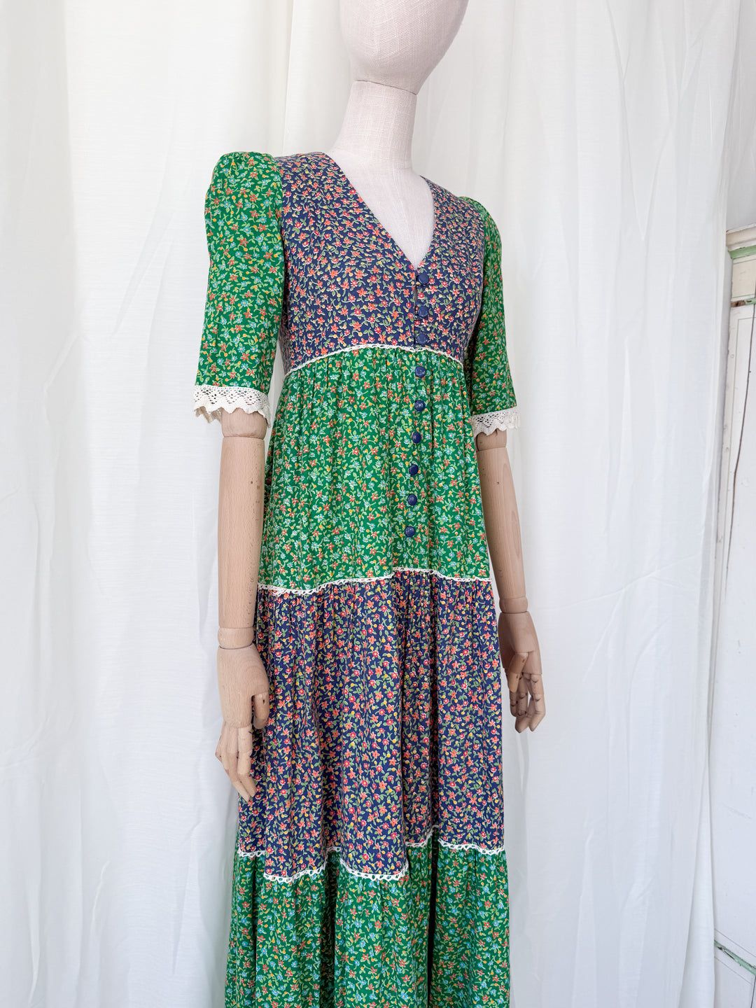 Gorgeous Rare 1970s Cotton Maxi Dress by Earlybird