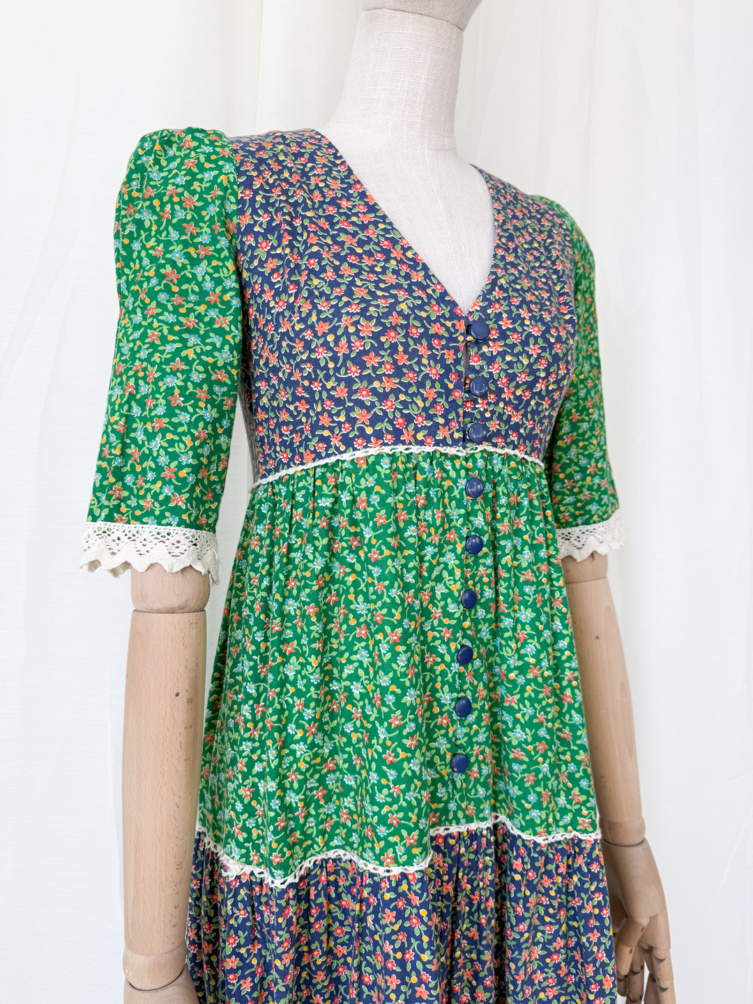 Gorgeous Rare 1970s Cotton Maxi Dress by Earlybird