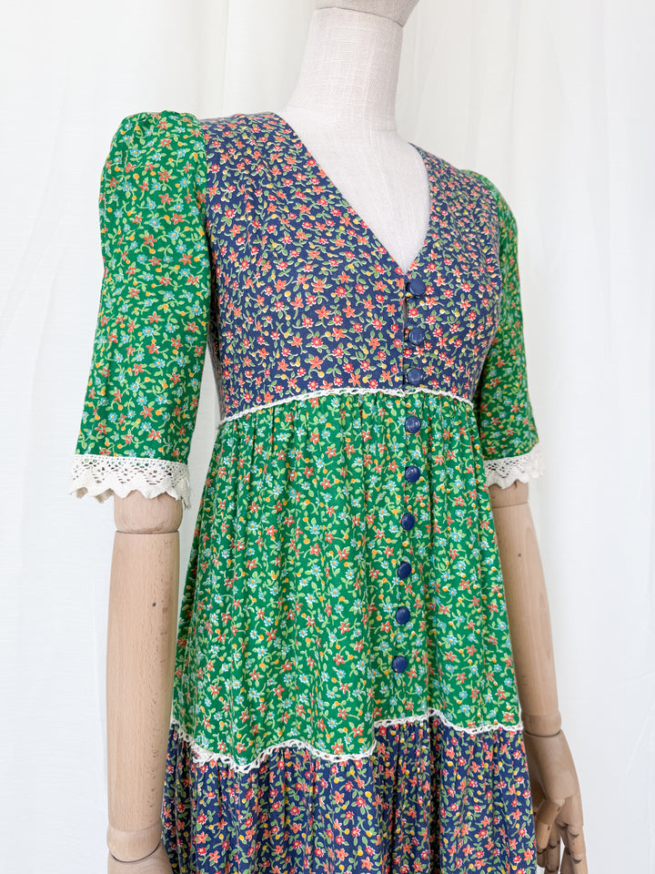 Gorgeous Rare 1970s Cotton Maxi Dress by Earlybird