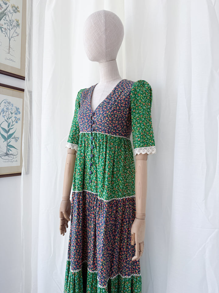 Gorgeous Rare 1970s Cotton Maxi Dress by Earlybird