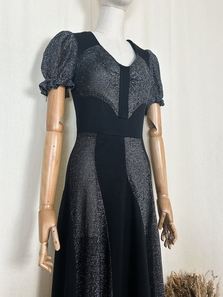 The Astralis ~ gorgeous lurex panelled 70s maxi dress