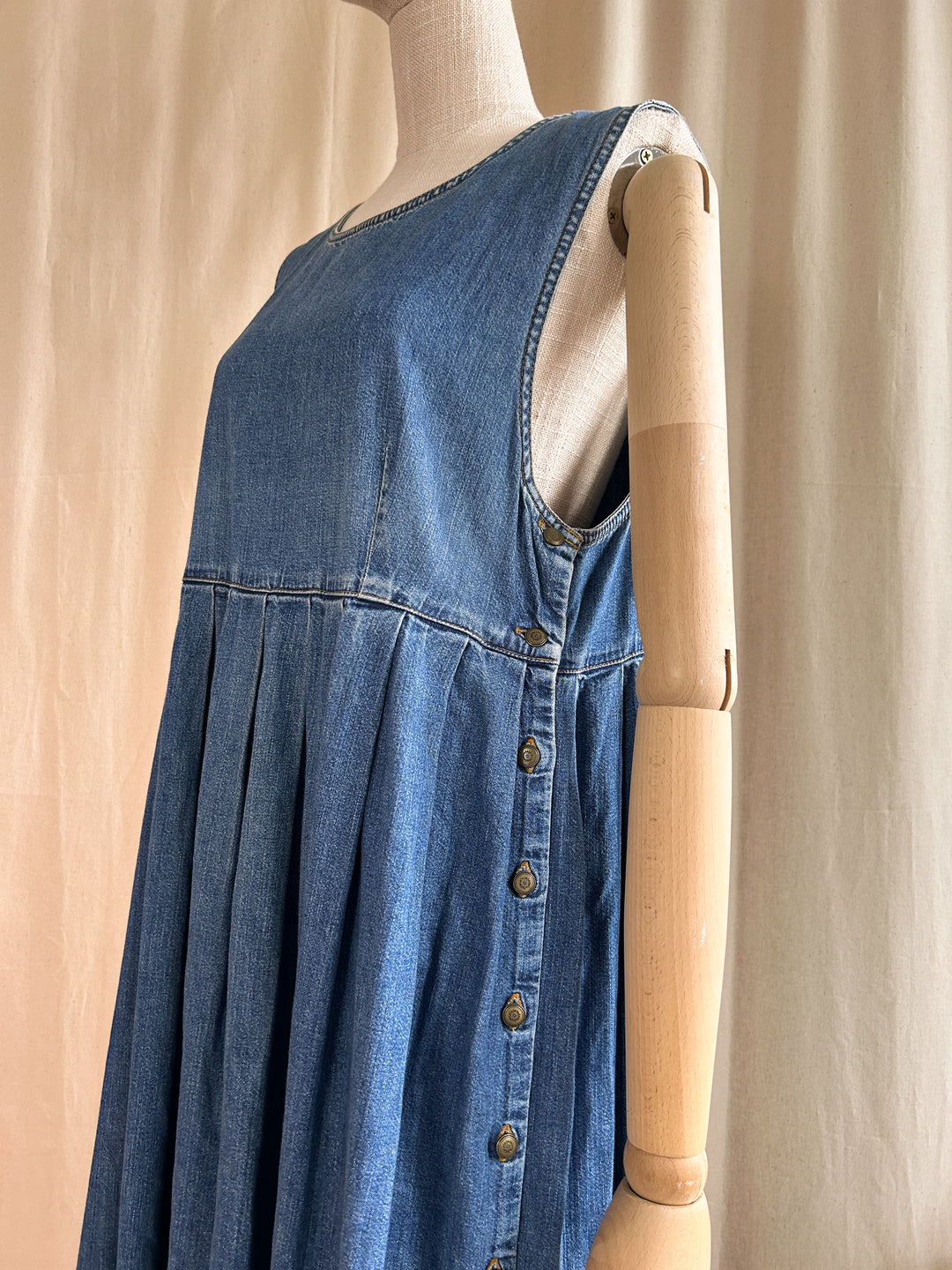 Amazing 80s Laura Ashley Denim Oversized Smock Pinafore Dress