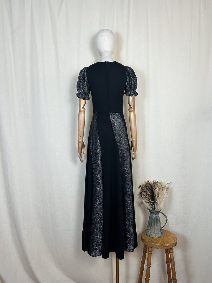 The Astralis ~ gorgeous lurex panelled 70s maxi dress