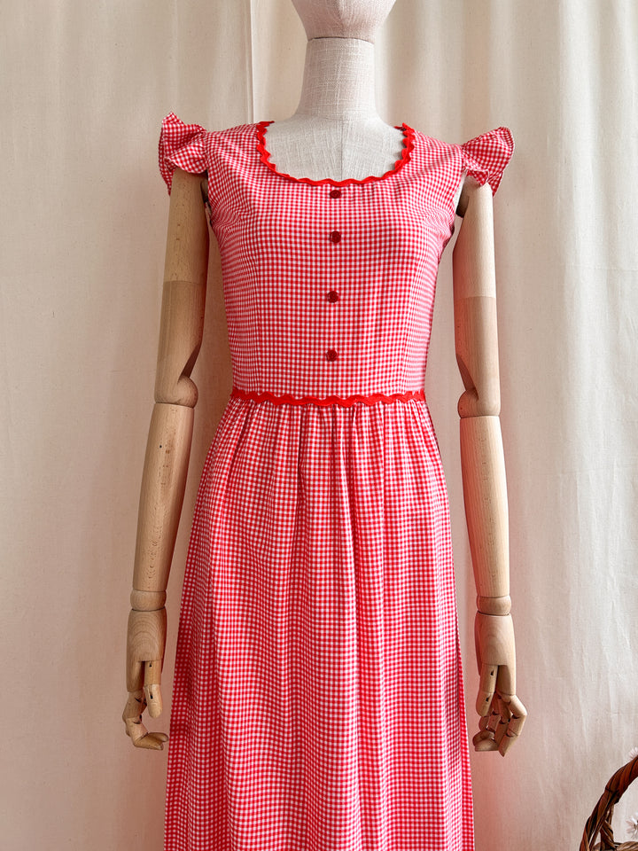 Sweet Dreamy 70s Gingham Cotton Dress