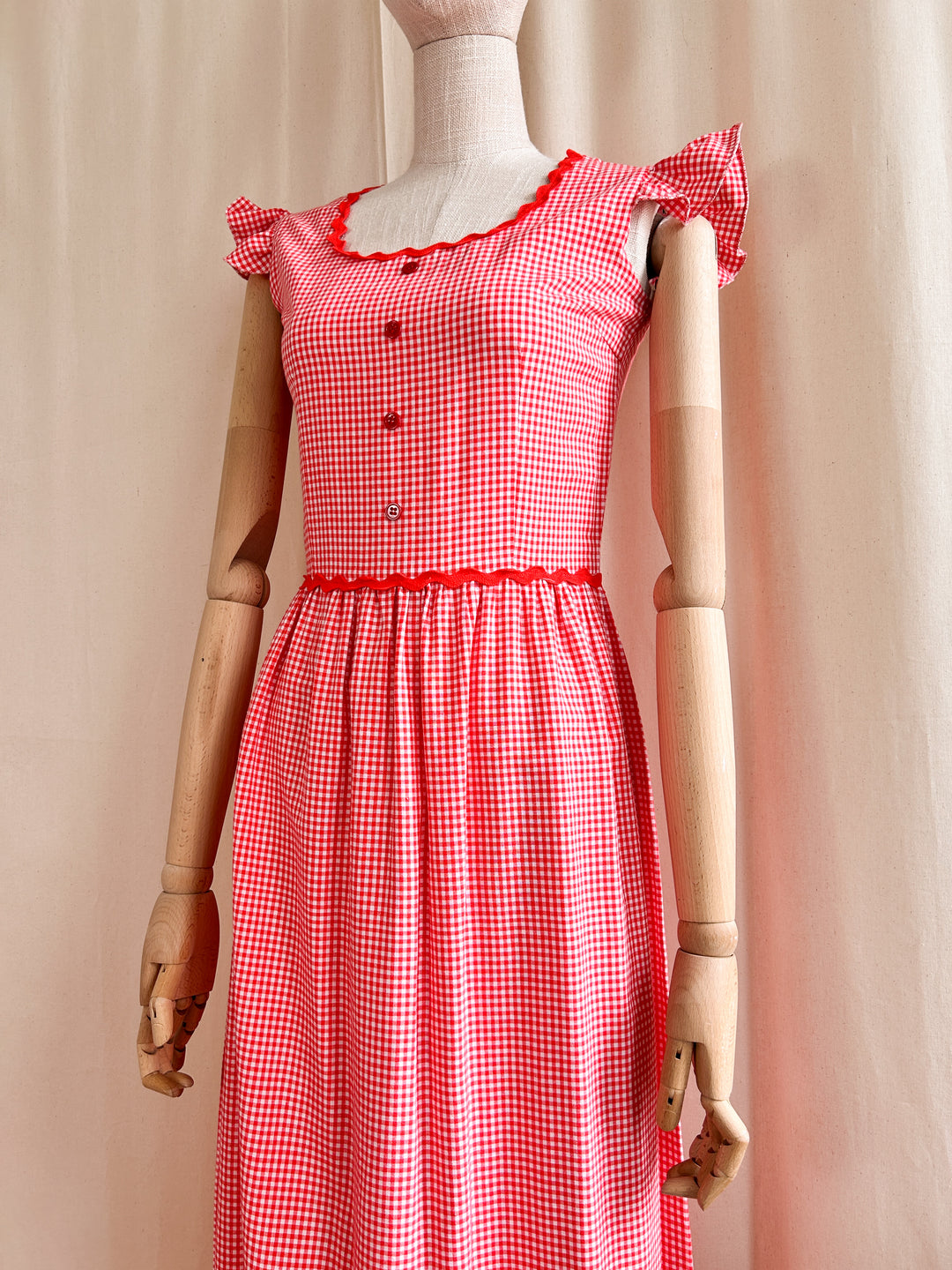 Sweet Dreamy 70s Gingham Cotton Dress