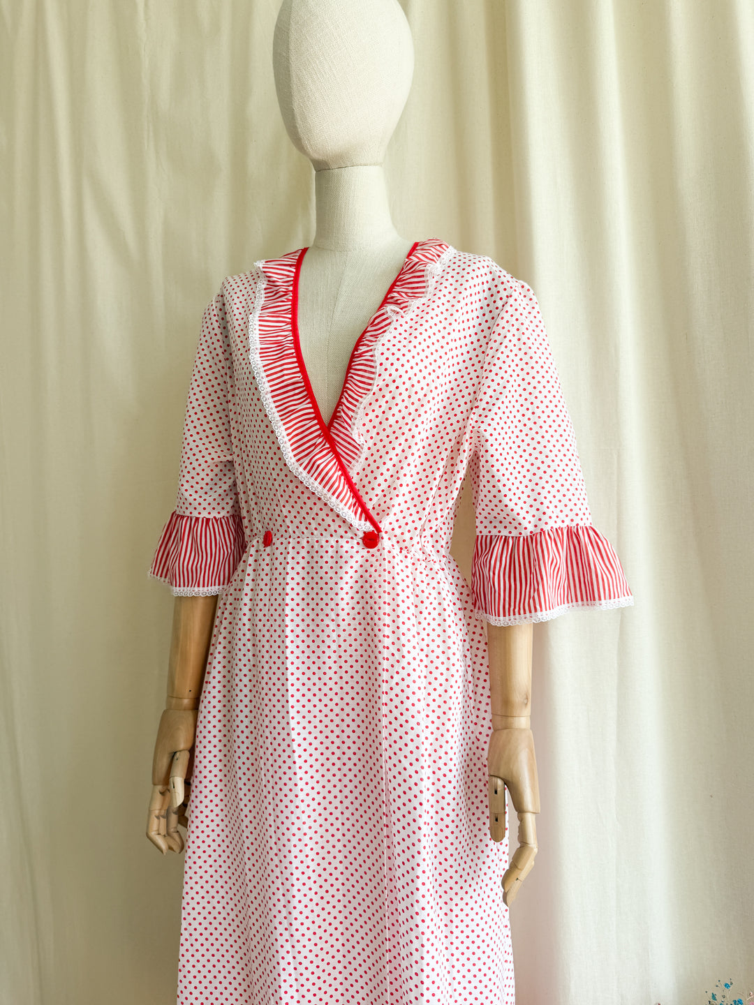 Sweet 70s Cotton Blend Wrap Dress