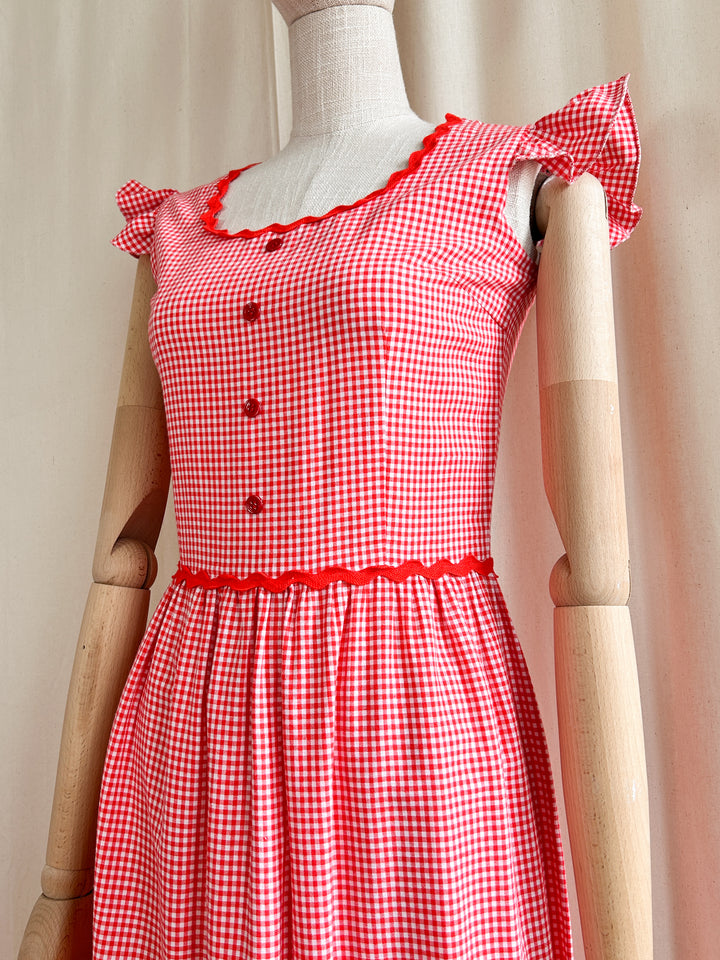 Sweet Dreamy 70s Gingham Cotton Dress