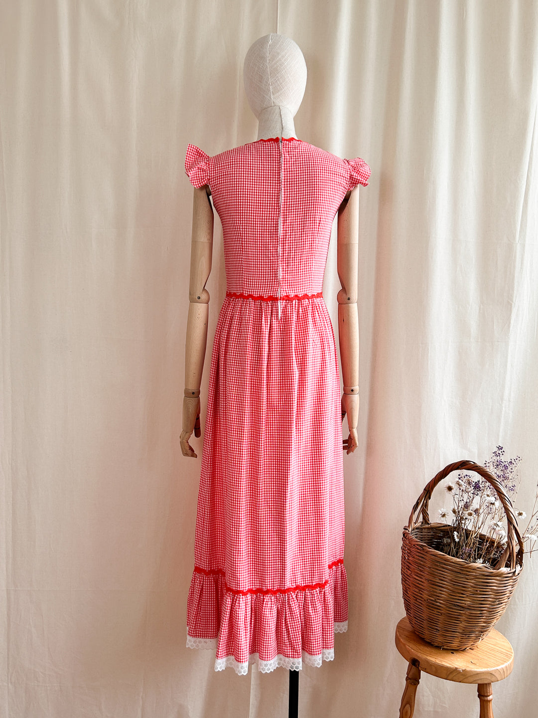 Sweet Dreamy 70s Gingham Cotton Dress