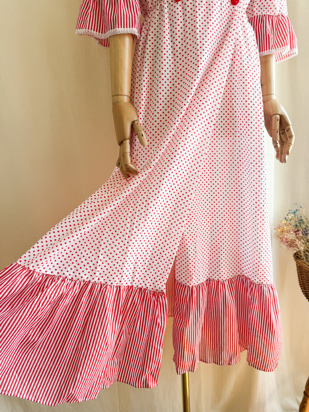 Sweet 70s Cotton Blend Wrap Dress