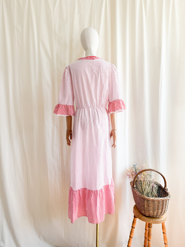 Sweet 70s Cotton Blend Wrap Dress