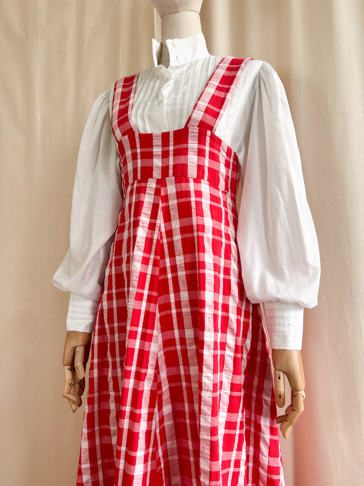 Insanely Cool 70s Seersucker Cotton Pinafore Dress