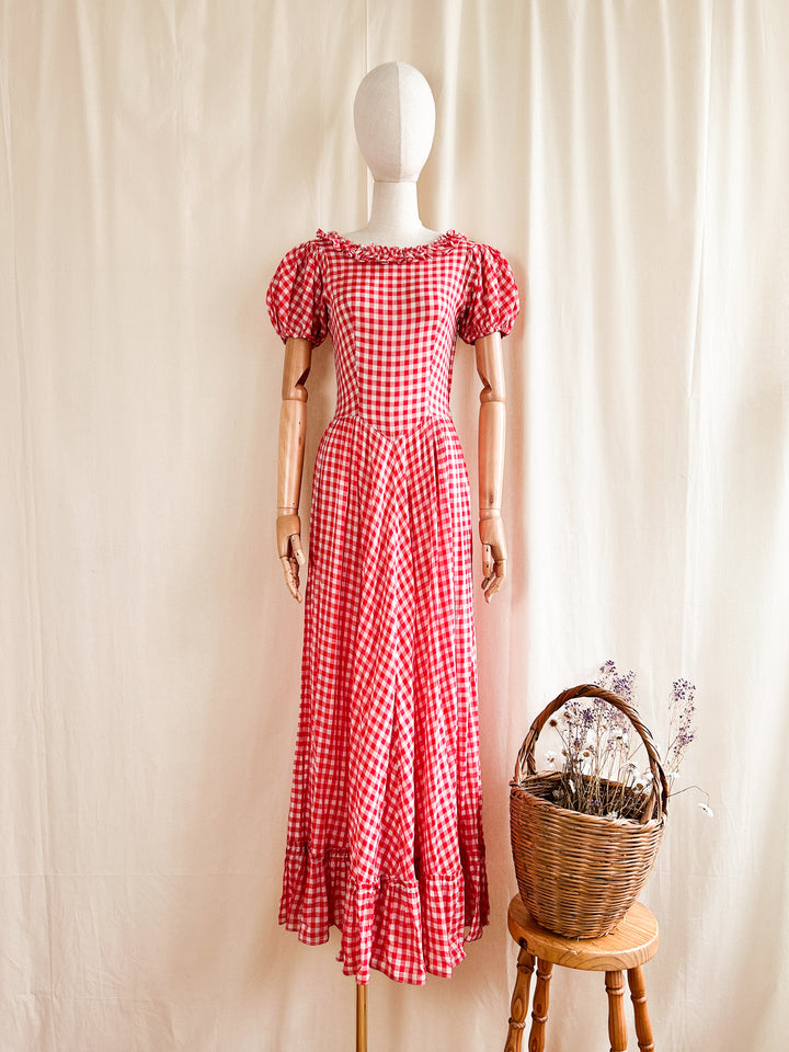 Holy Grail Rare Beautiful 1930s Gingham Cotton Dream Dress