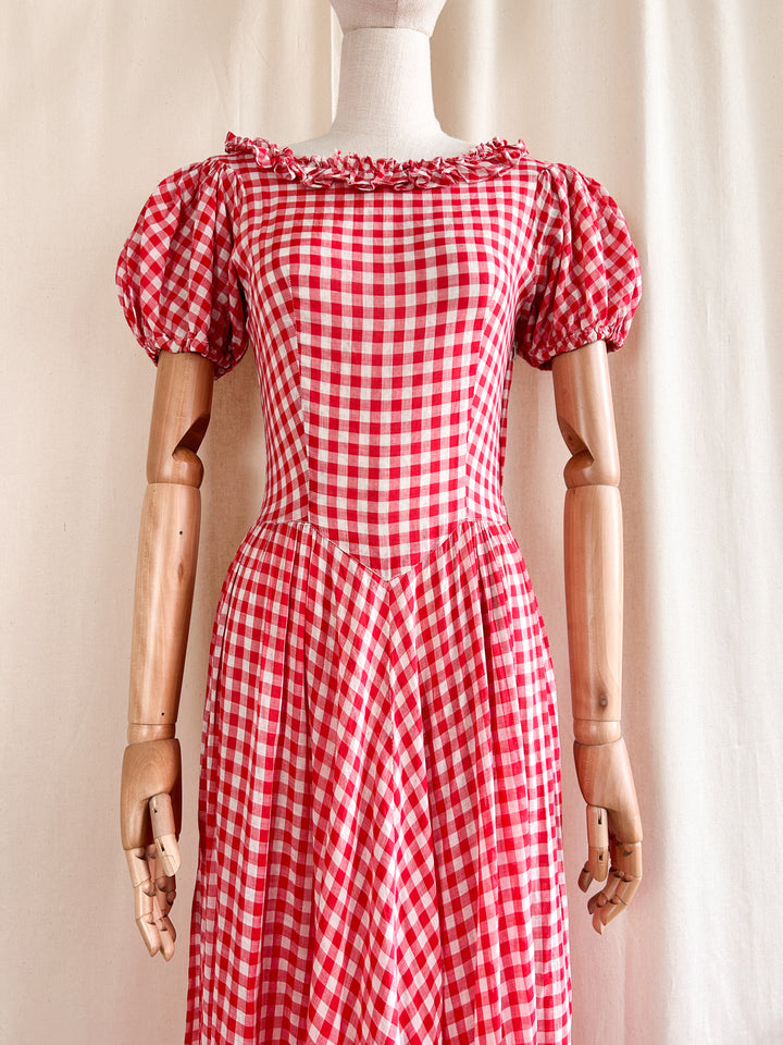 Holy Grail Rare Beautiful 1930s Gingham Cotton Dream Dress