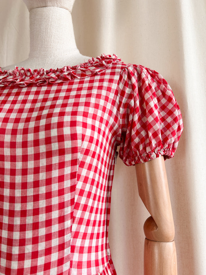 Holy Grail Rare Beautiful 1930s Gingham Cotton Dream Dress