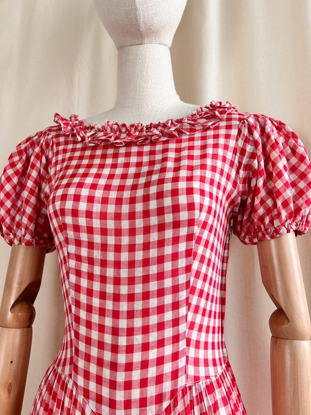 Holy Grail Rare Beautiful 1930s Gingham Cotton Dream Dress