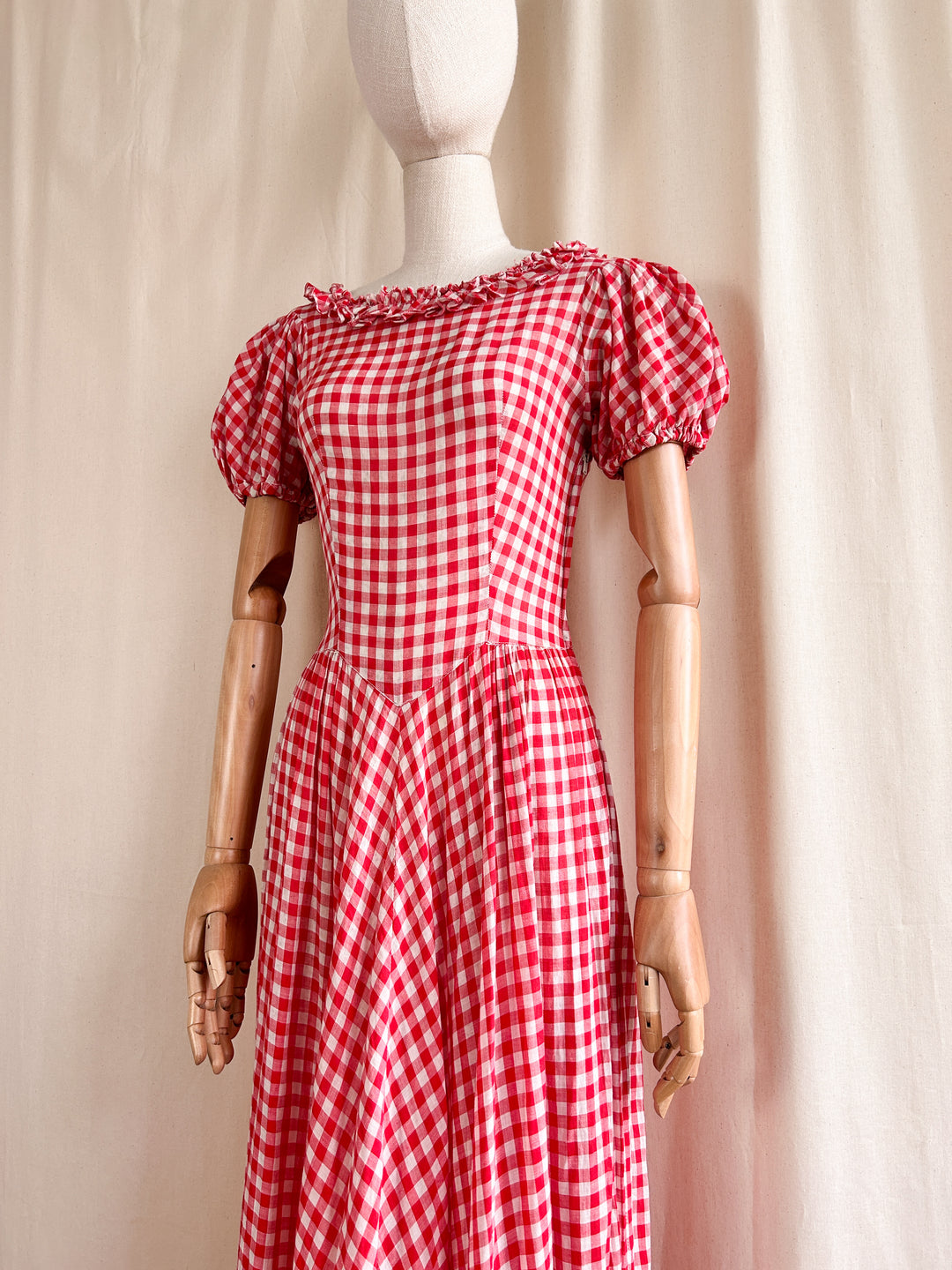 Holy Grail Rare Beautiful 1930s Gingham Cotton Dream Dress