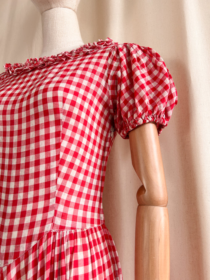 Holy Grail Rare Beautiful 1930s Gingham Cotton Dream Dress