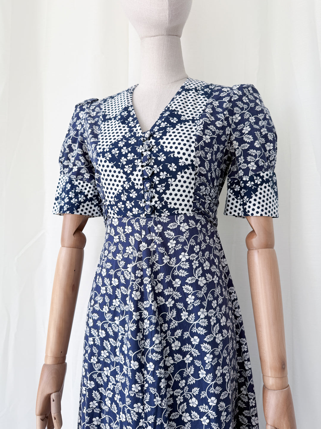 Stunning 1970s Patchwork Print Cotton Maxi Dress