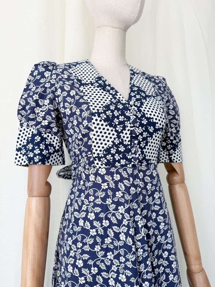 Stunning 1970s Patchwork Print Cotton Maxi Dress