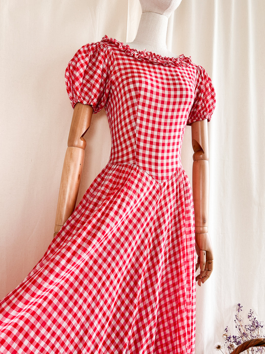 Holy Grail Rare Beautiful 1930s Gingham Cotton Dream Dress