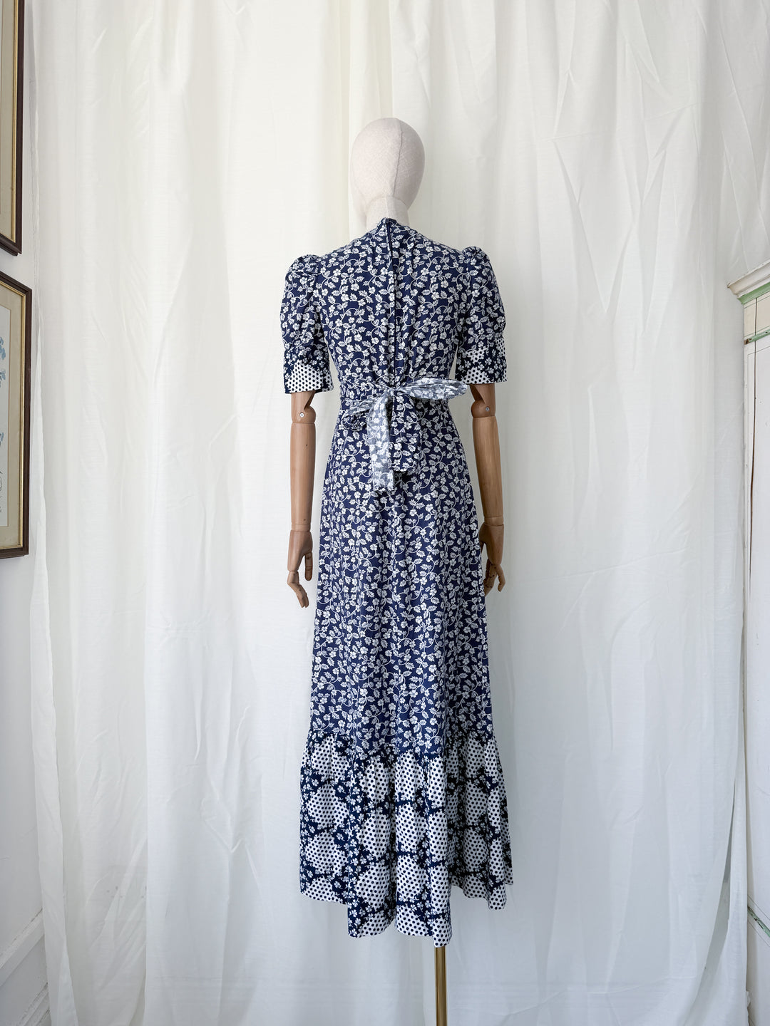 Stunning 1970s Patchwork Print Cotton Maxi Dress