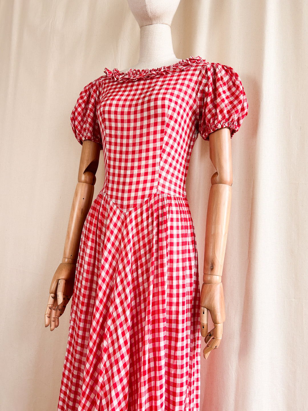 Holy Grail Rare Beautiful 1930s Gingham Cotton Dream Dress