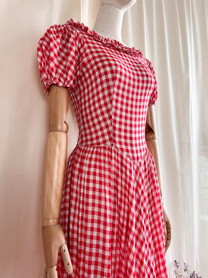 Holy Grail Rare Beautiful 1930s Gingham Cotton Dream Dress